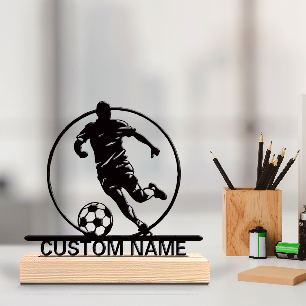 Desktop Laser Engraver - Custom Soccer Player Metal Statue with